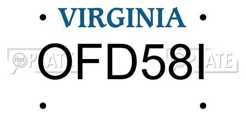OFD58I Virginia License Plate
