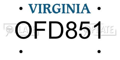 OFD851 Virginia License Plate