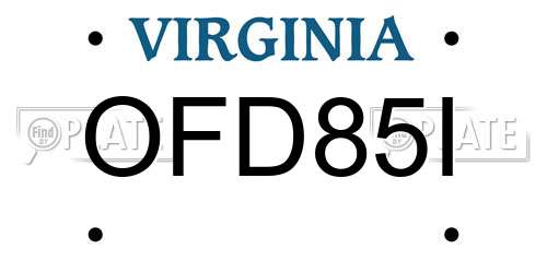 OFD85I Virginia License Plate