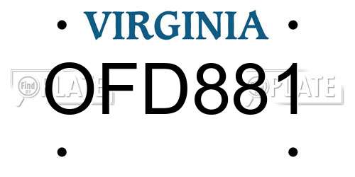 OFD881 Virginia License Plate