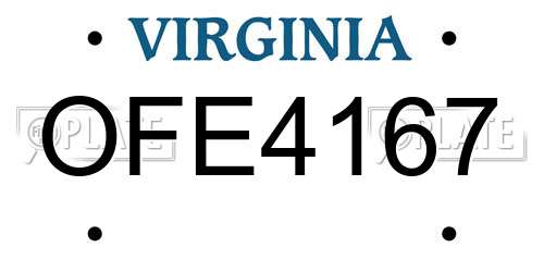 OFE4167 Virginia License Plate