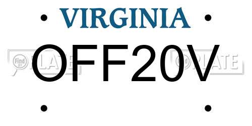 OFF20V Virginia License Plate