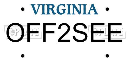 OFF2SEE Virginia License Plate