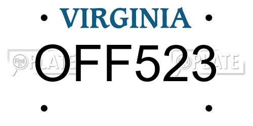 OFF523 Virginia License Plate