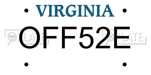 OFF52E Virginia License Plate