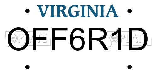 OFF6R1D Virginia License Plate