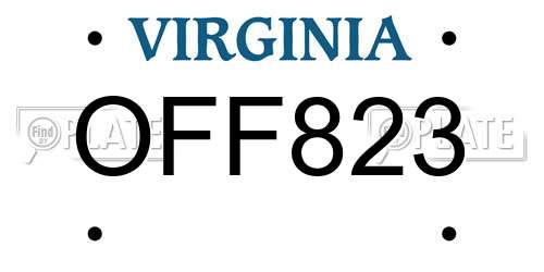 OFF823 Virginia License Plate