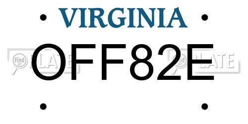OFF82E Virginia License Plate