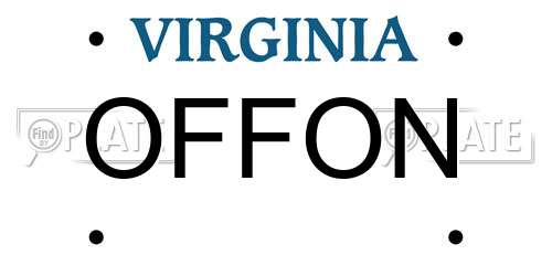 OFFON Virginia License Plate