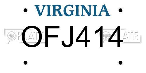 OFJ414 Virginia License Plate