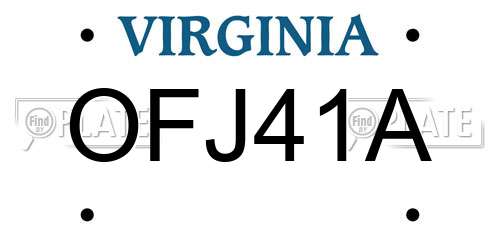 OFJ41A Virginia License Plate