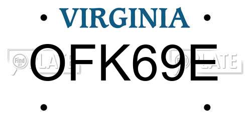 OFK69E Virginia License Plate