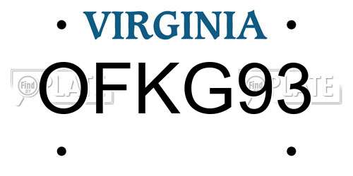 OFKG93 Virginia License Plate