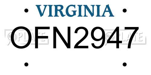 OFN2947 Virginia License Plate