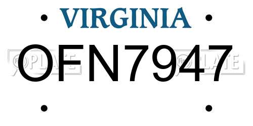 OFN7947 Virginia License Plate