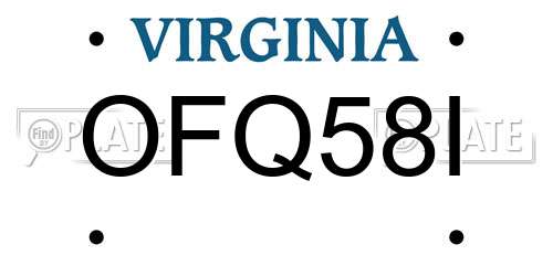 OFQ58I Virginia License Plate