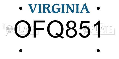 OFQ851 Virginia License Plate
