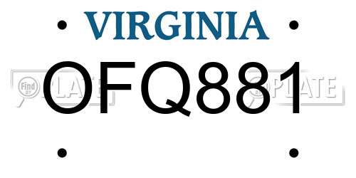 OFQ881 Virginia License Plate
