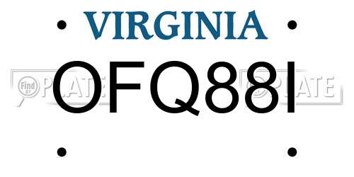 OFQ88I Virginia License Plate