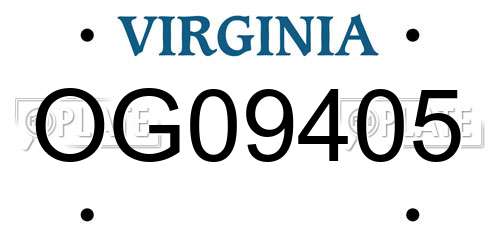 OG09405 Virginia License Plate