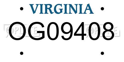 OG09408 Virginia License Plate