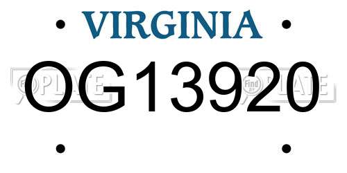 OG13920 Virginia License Plate