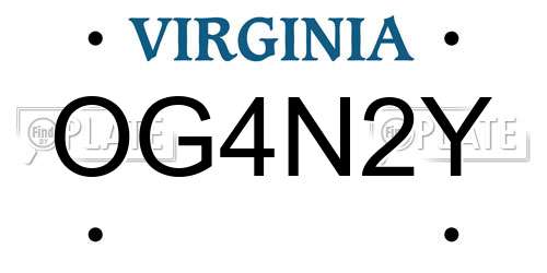 OG4N2Y Virginia License Plate