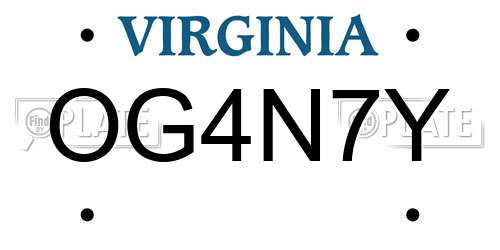 OG4N7Y Virginia License Plate