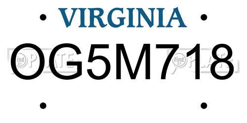 OG5M718 Virginia License Plate
