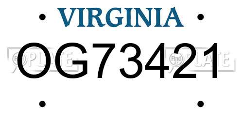 OG73421 Virginia License Plate