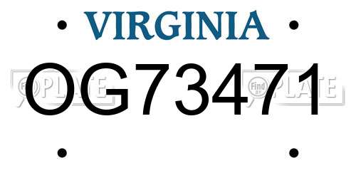 OG73471 Virginia License Plate