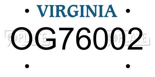 OG76002 Virginia License Plate