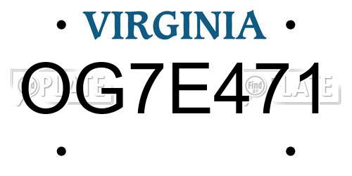 OG7E471 Virginia License Plate