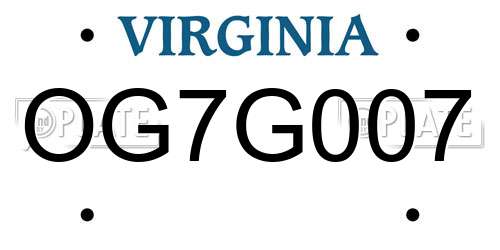 OG7G007 Virginia License Plate