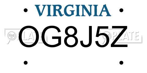 OG8J5Z Virginia License Plate