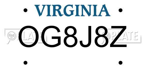 OG8J8Z Virginia License Plate