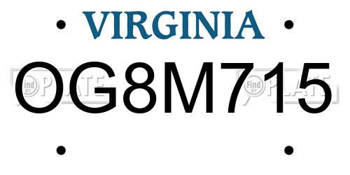 OG8M715 Virginia License Plate