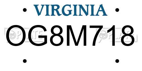 OG8M718 Virginia License Plate