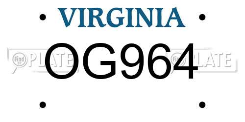 OG964 Virginia License Plate