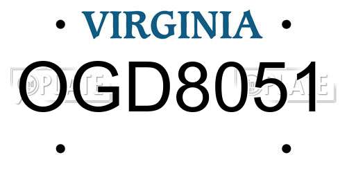 OGD8051 Virginia License Plate