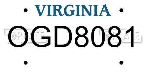 OGD8081 Virginia License Plate