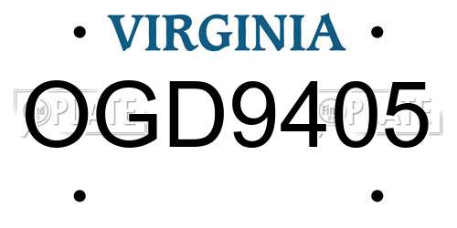 OGD9405 Virginia License Plate