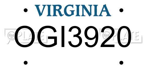 OGI3920 Virginia License Plate