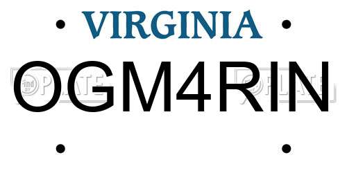 OGM4RIN Virginia License Plate