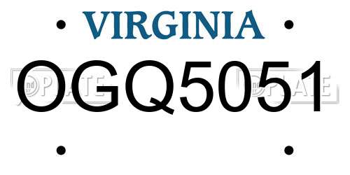 OGQ5051 Virginia License Plate
