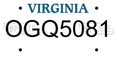 OGQ5081 Virginia License Plate