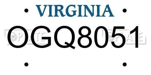 OGQ8051 Virginia License Plate