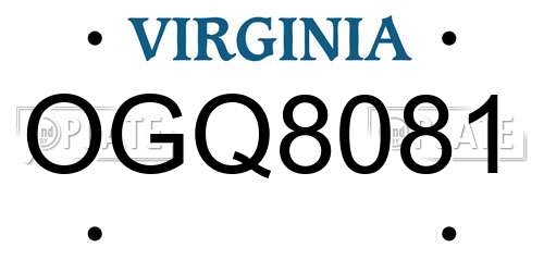 OGQ8081 Virginia License Plate