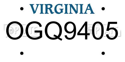 OGQ9405 Virginia License Plate