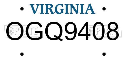 OGQ9408 Virginia License Plate